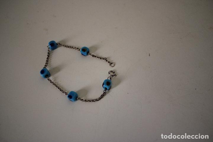Joyeria: pulsera plata con dados azules - Foto 1
