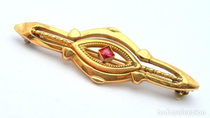 Joyeria: Broche oro 8 kt con rub&iacute; - Foto 3