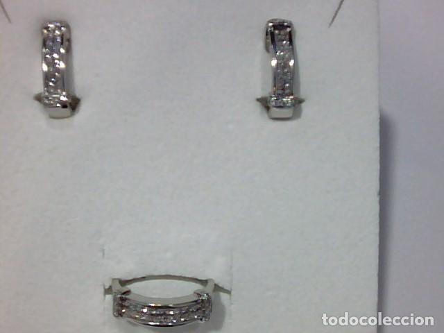 Joyeria: pendientes y anillo oro blanco 18 kts