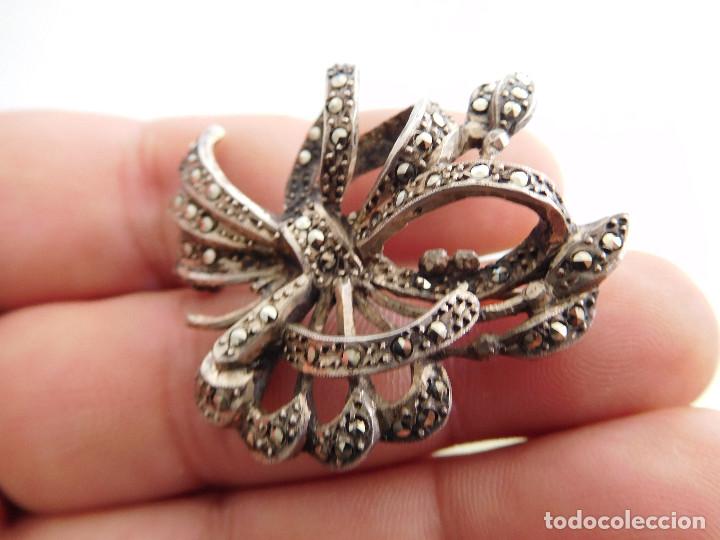 Joyeria: Broche antiguo de plata y marquesitas - Foto 2