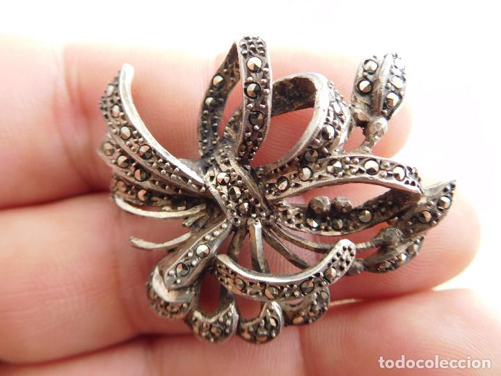 Joyeria: Broche antiguo de plata y marquesitas - Foto 3