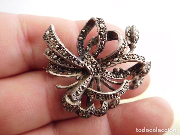 Joyeria: Broche antiguo de plata y marquesitas - Foto 4
