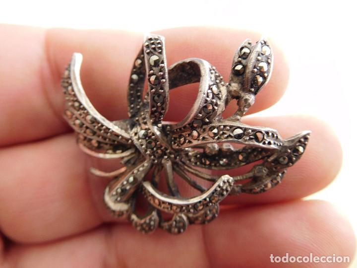 Joyeria: Broche antiguo de plata y marquesitas - Foto 5