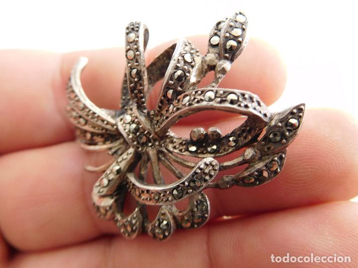 Joyeria: Broche antiguo de plata y marquesitas - Foto 6