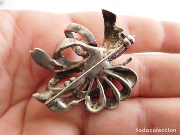 Joyeria: Broche antiguo de plata y marquesitas - Foto 7