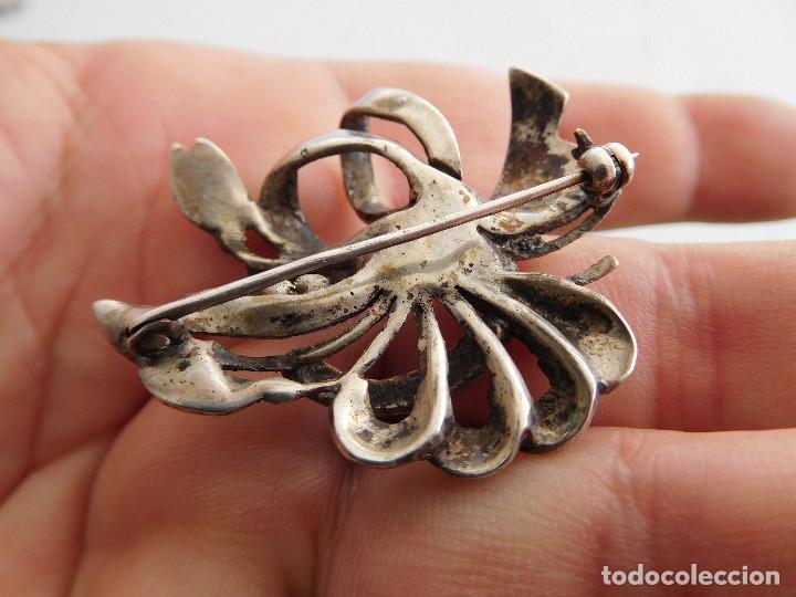 Joyeria: Broche antiguo de plata y marquesitas - Foto 8