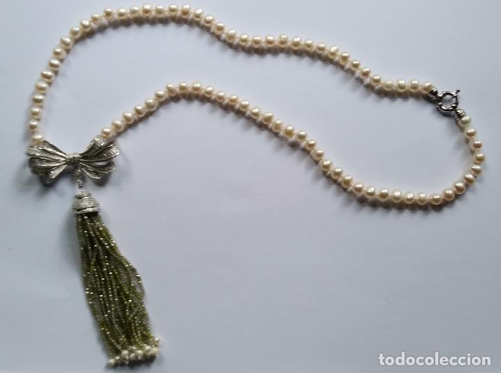 Joyeria: COLLAR DE PERLA Y CZ VERDE. - Foto 1