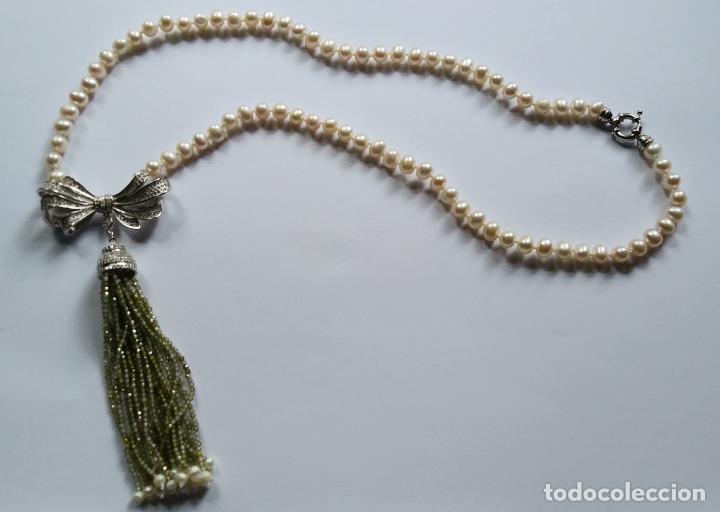 Joyeria: COLLAR DE PERLA Y CZ VERDE. - Foto 2