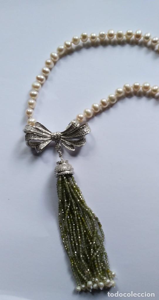 Joyeria: COLLAR DE PERLA Y CZ VERDE. - Foto 3