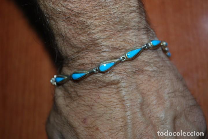 Joyeria: Pulsera de plata de ley con turquesa. - Foto 6