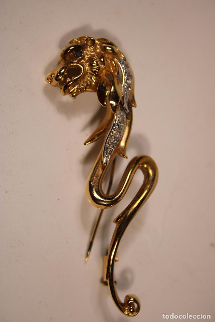 Joyeria: antiguo alfiler leon plata 925 dorada - Foto 4