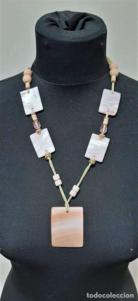 Joyeria: Vintage Collar de baldosas de n&aacute;car rosa y blanco - Foto 1