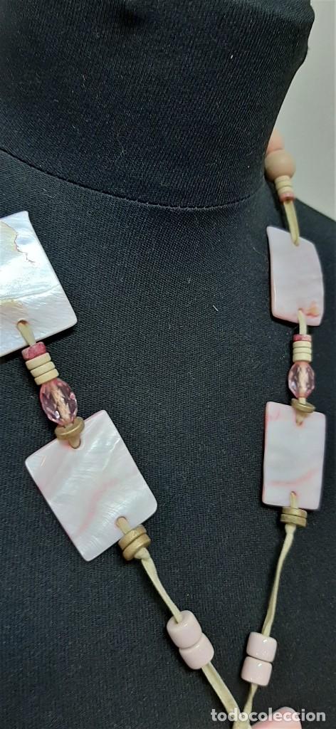 Joyeria: Vintage Collar de baldosas de n&aacute;car rosa y blanco - Foto 3
