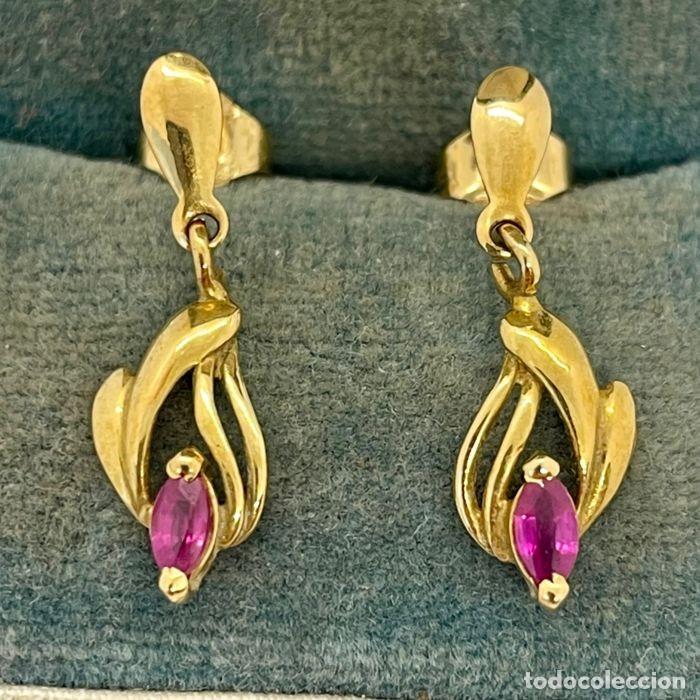 Joyeria: Pendientes oro 18 kt con rub&iacute;es - Foto 2