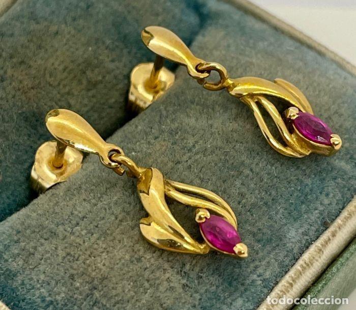 Joyeria: Pendientes oro 18 kt con rub&iacute;es - Foto 3