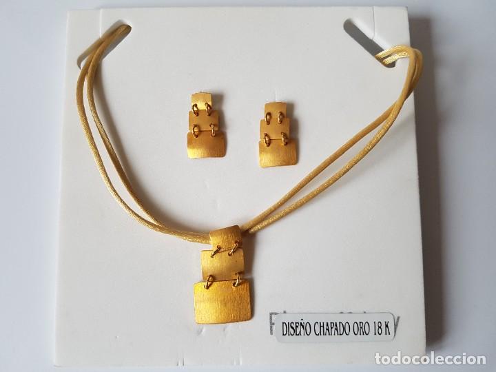 Joyeria: Conjunto de collar con pendientes **Chapado Oro 18 k.** - Foto 2