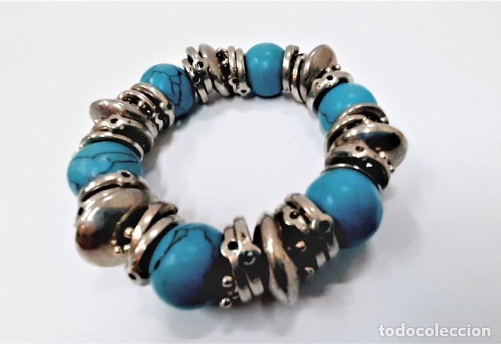 Joyeria: Pulsera bolas azul turquesa en cabestrillo(1.4) - Foto 1