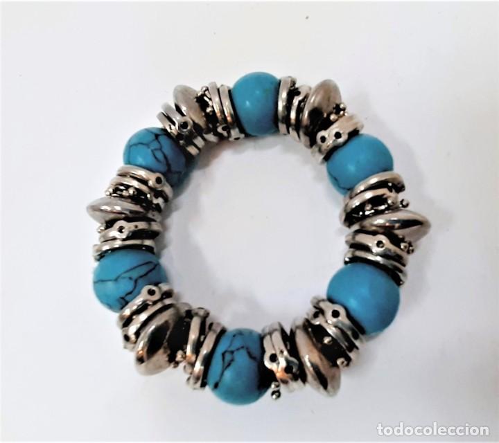 Joyeria: Pulsera bolas azul turquesa en cabestrillo(1.4) - Foto 3