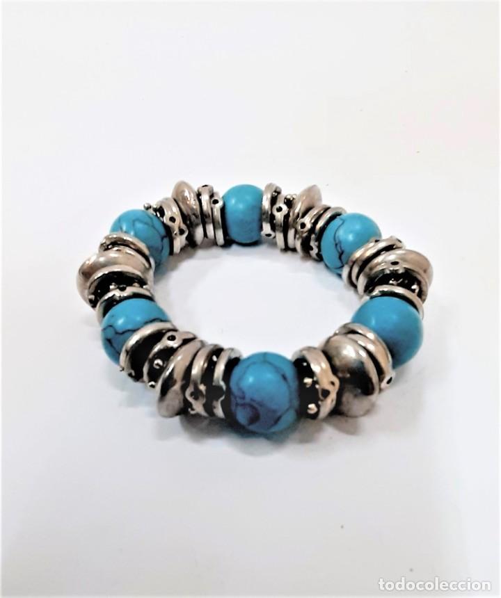 Joyeria: Pulsera bolas azul turquesa en cabestrillo(1.4) - Foto 4
