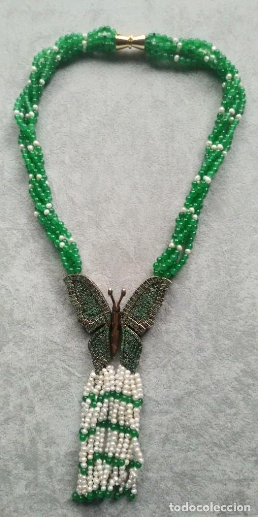 Joyeria: COLLAR DE AVENTURINA VERDE Y PERLA. - Foto 2