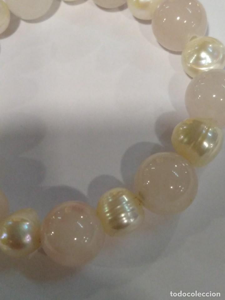 Joyeria: Pulsera de cuarzo rosa con perlas barrocas - Foto 2