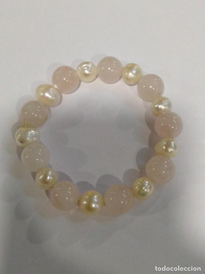Joyeria: Pulsera de cuarzo rosa con perlas barrocas - Foto 1