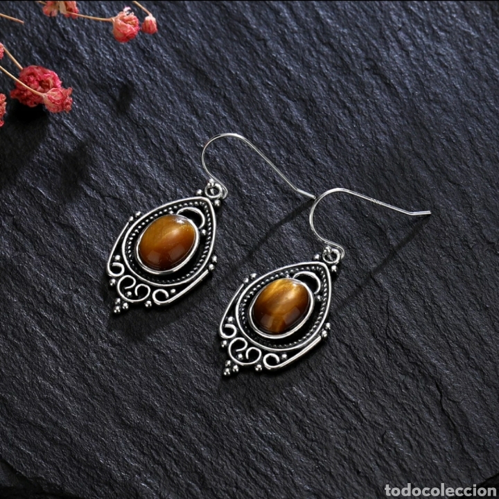 Joyeria: Pendientes de Plata y Ojo de Tigre Natural ENV&Iacute;O GRATIS!! - Foto 1