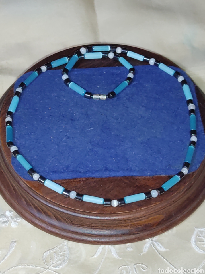 Joyeria: Collar de Nacar azul celeste, Vintage. - Foto 2