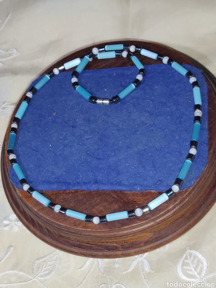 Joyeria: Collar de Nacar azul celeste, Vintage. - Foto 3