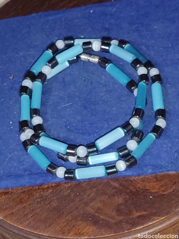 Joyeria: Collar de Nacar azul celeste, Vintage. - Foto 4