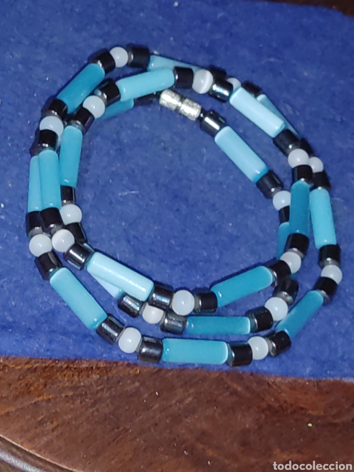 Joyeria: Collar de Nacar azul celeste, Vintage. - Foto 5