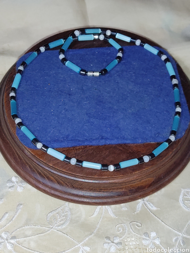 Joyeria: Collar de Nacar azul celeste, Vintage. - Foto 1