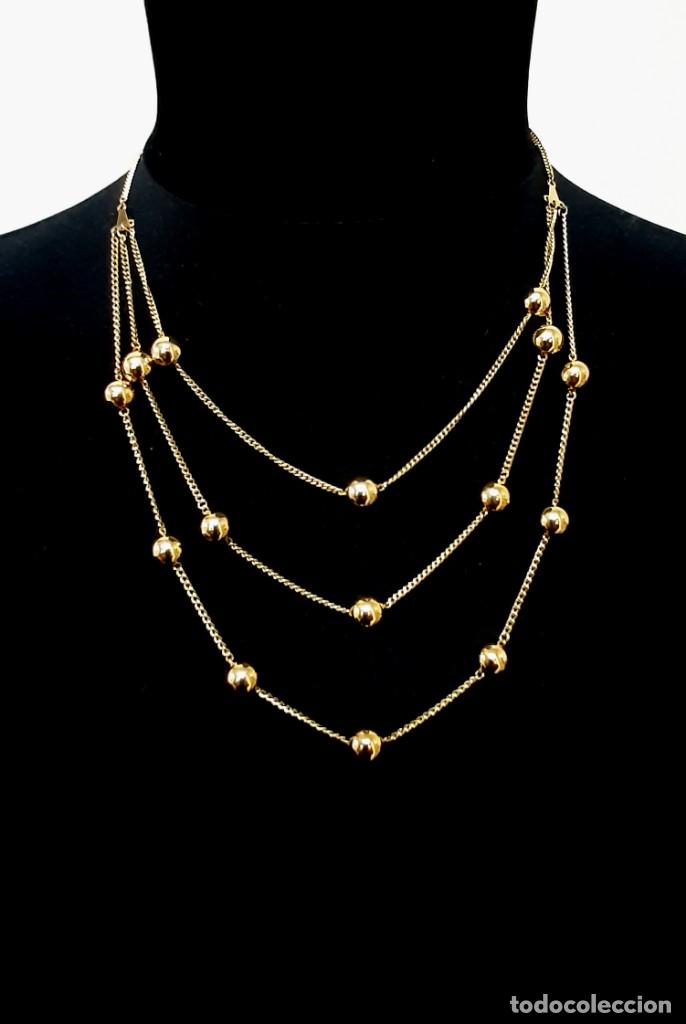 Joyeria: Collar vintage de 3 capas chapado en oro - Foto 1