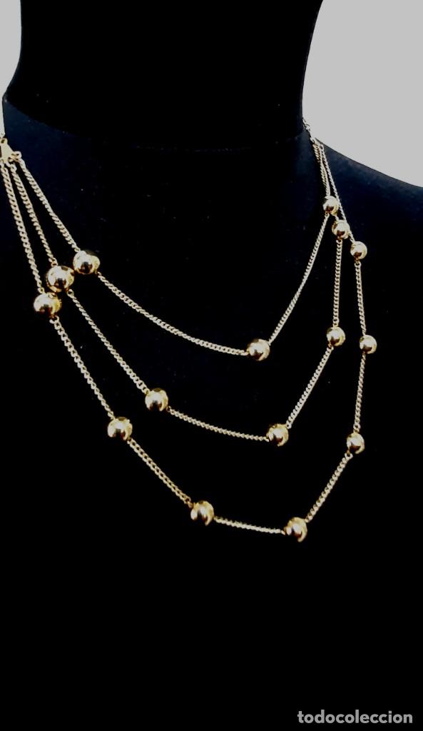 Joyeria: Collar vintage de 3 capas chapado en oro - Foto 2