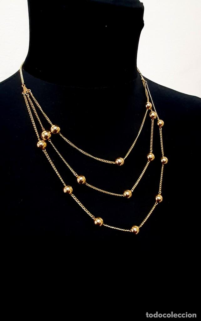 Joyeria: Collar vintage de 3 capas chapado en oro - Foto 3
