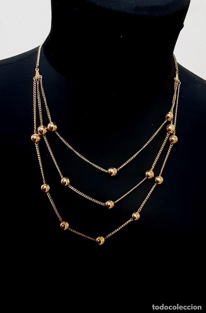Joyeria: Collar vintage de 3 capas chapado en oro - Foto 5