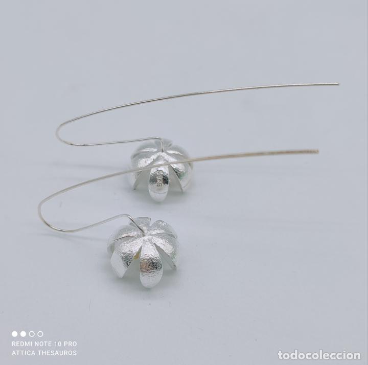 Joyeria: Originales pendientes de flor en plata de ley 925 . - Foto 6