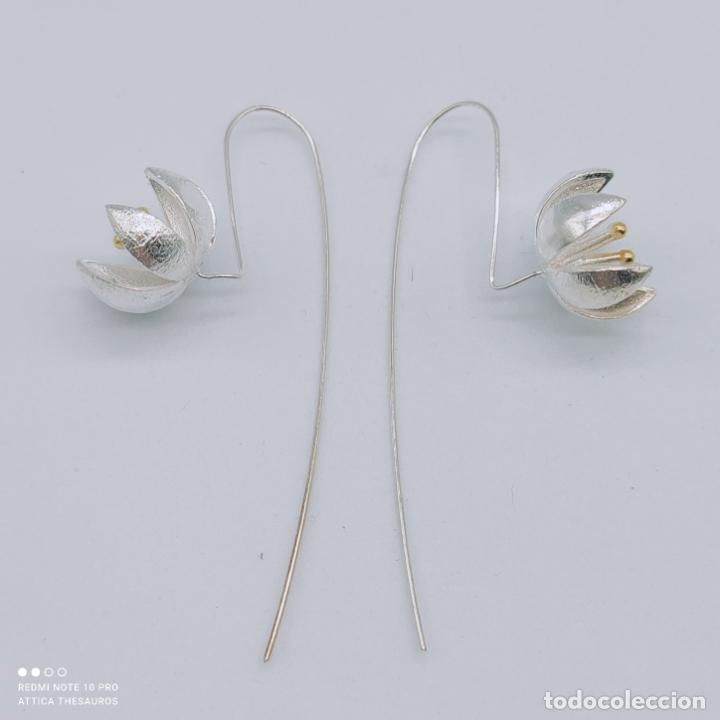 Joyeria: Originales pendientes de flor en plata de ley 925 . - Foto 1