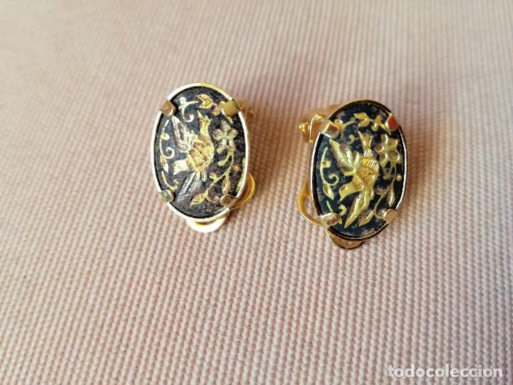 Joyeria: ANTIGUOS PENDIENTES CLIPS DAMASQUINADOS ORO DE TOLEDO