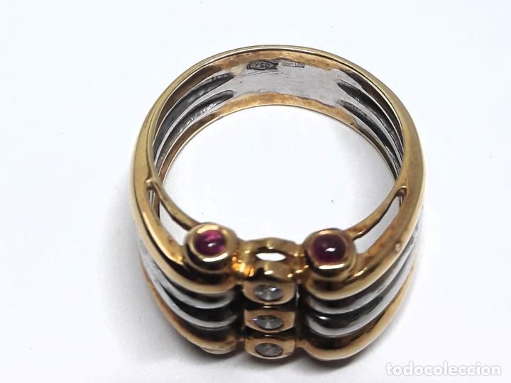 Joyeria: GRAN SORTIJA DE ORO DE LEY BICOLOR CON DIAMANTES Y RUB&Iacute;ES - Foto 2