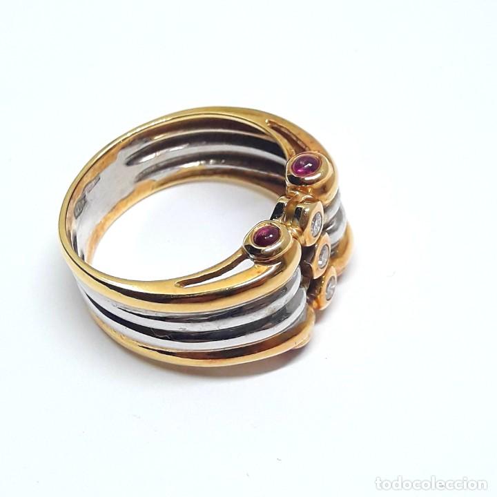 Joyeria: GRAN SORTIJA DE ORO DE LEY BICOLOR CON DIAMANTES Y RUB&Iacute;ES - Foto 4