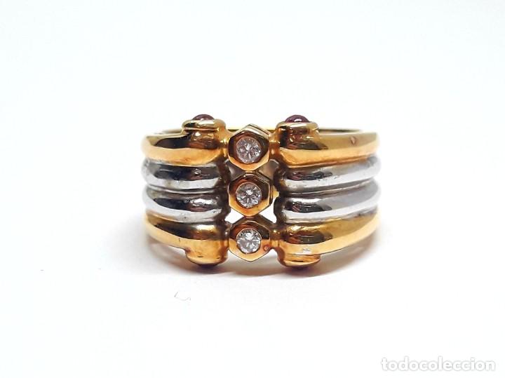 Joyeria: GRAN SORTIJA DE ORO DE LEY BICOLOR CON DIAMANTES Y RUB&Iacute;ES - Foto 5
