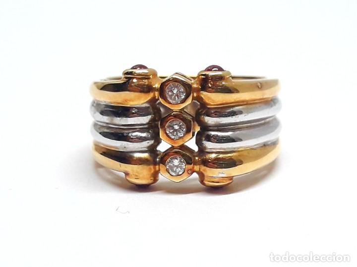 Joyeria: GRAN SORTIJA DE ORO DE LEY BICOLOR CON DIAMANTES Y RUB&Iacute;ES - Foto 8