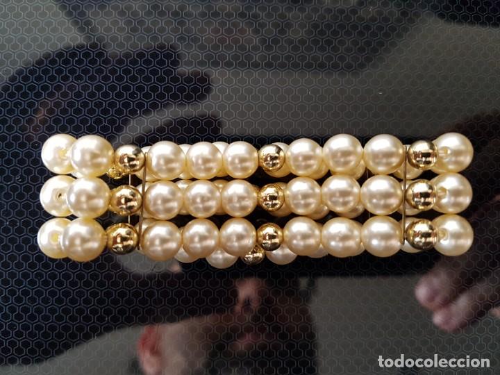 Joyeria: Pulsera el&aacute;stica con 3 filas de perlas - Foto 2