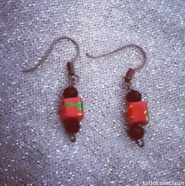 Joyeria: Originales pendientes geom&eacute;tricos negro y rojo. - Foto 3