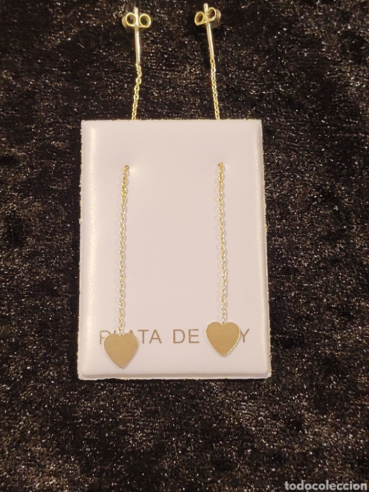 Joyeria: Originales pendientes de plata de ley largos con cadena y coraz&oacute;n - Foto 2