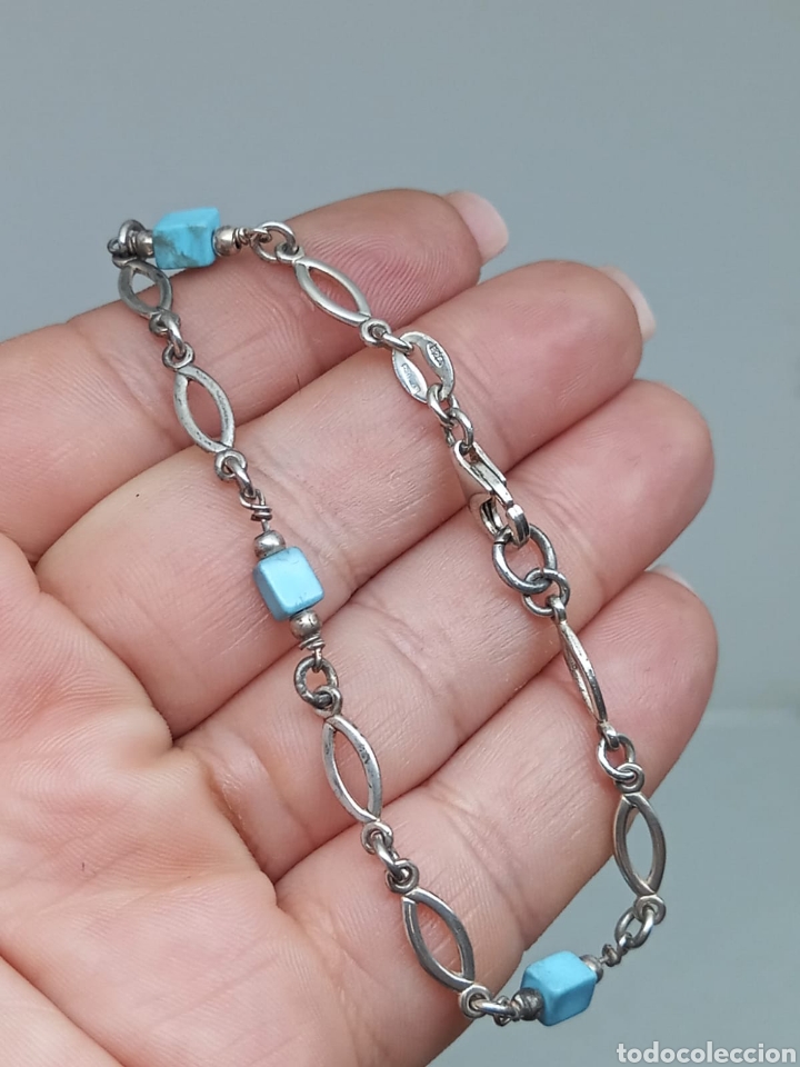 Joyeria: Pulsera en plata de ley 925 y turquesa - Foto 2