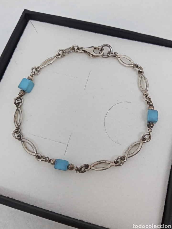 Joyeria: Pulsera en plata de ley 925 y turquesa - Foto 1