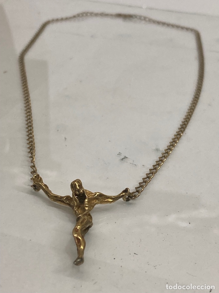 Joyeria: Cadena de plata cristo de Dal&iacute; chapado oro - Foto 2