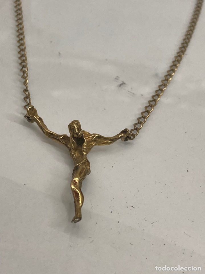 Joyeria: Cadena de plata cristo de Dal&iacute; chapado oro - Foto 1